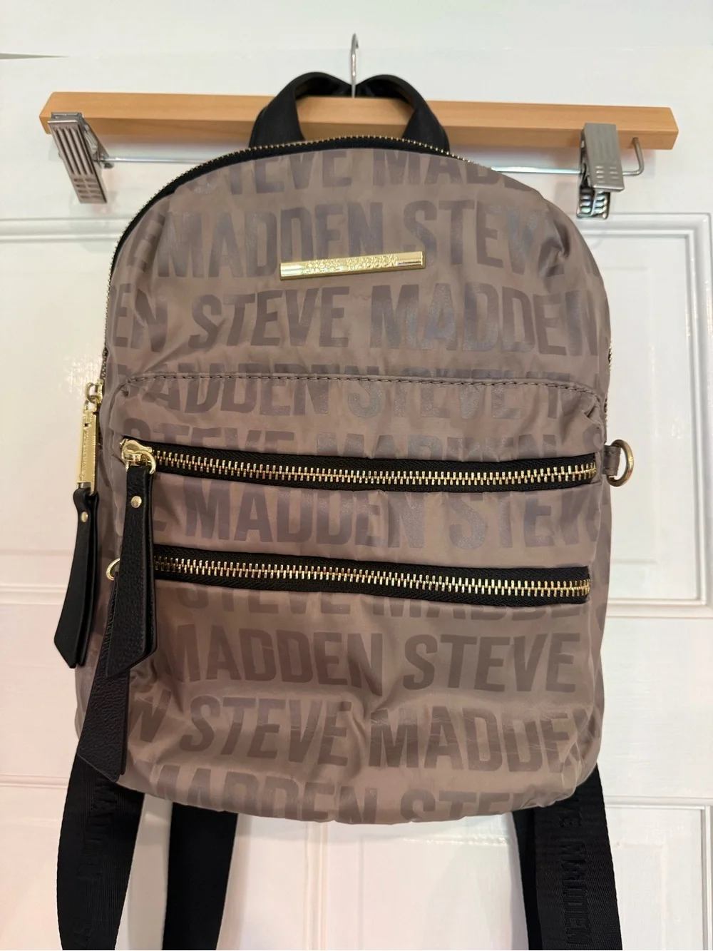 Steve Madden Taupe Logo Mini Backpack